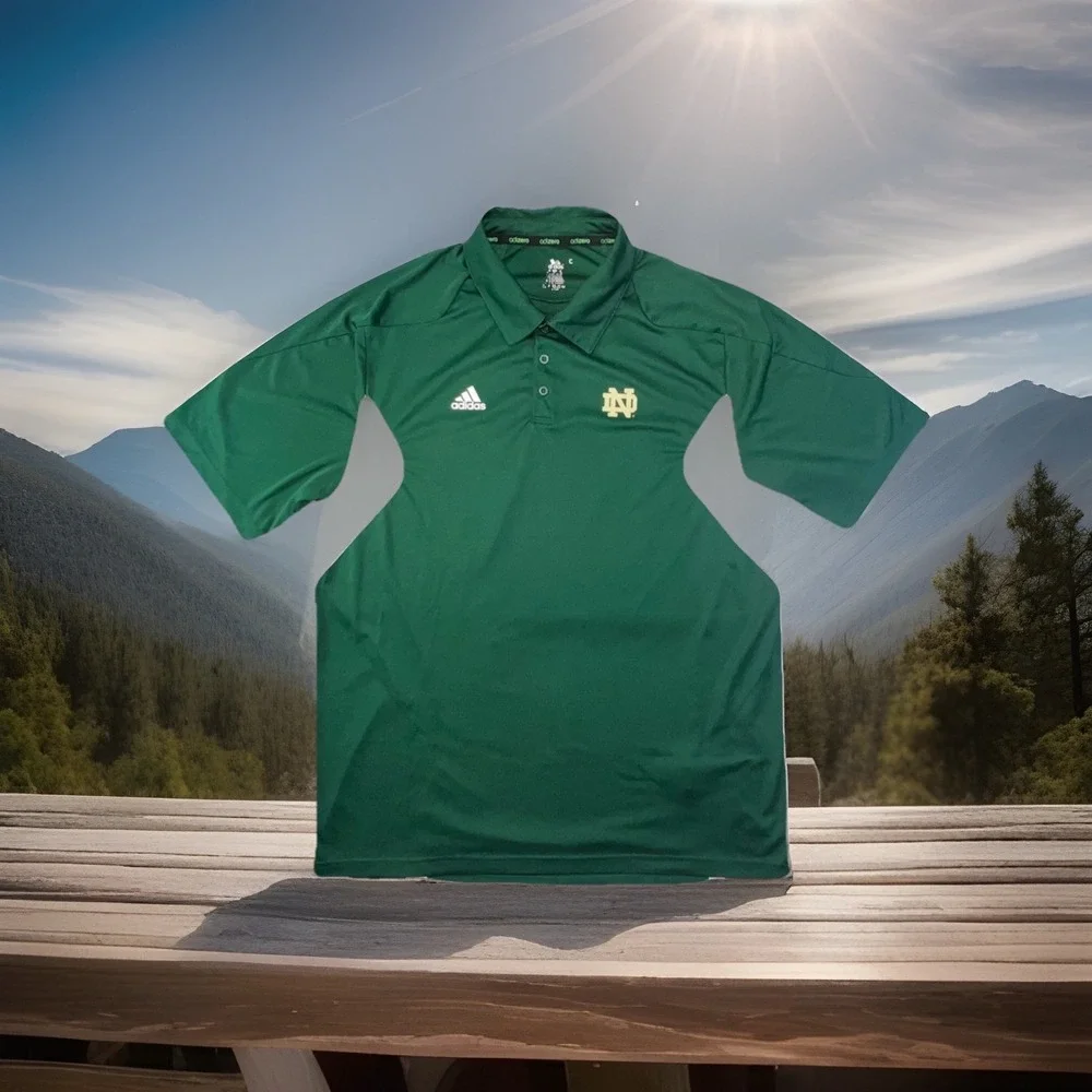 Notre Dame Polo Shirt Mens XL Green Adidas Climalite Adizero Fighting Irish Golf
